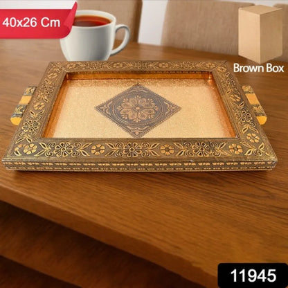 Premium antique-style rajwadi decorative serving tray 40x26 cm - home & kitchen