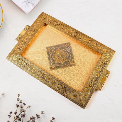 Premium antique-style rajwadi decorative serving tray 40x26 cm - home & kitchen