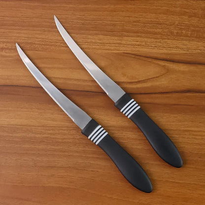 Premium curved serrated stainless steel kitchen knife set (mix color 2 pc) - home &