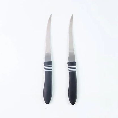 Premium curved serrated stainless steel kitchen knife set (mix color 2 pc) - home &