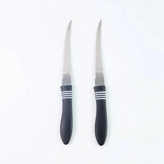 Premium curved serrated stainless steel kitchen knife set (mix color 2 pc) - home &