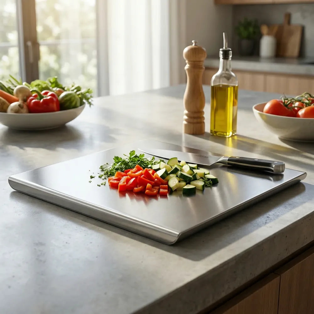 Premium stainless steel anti-bacterial chopping board for kitchen (1 pc) - home &