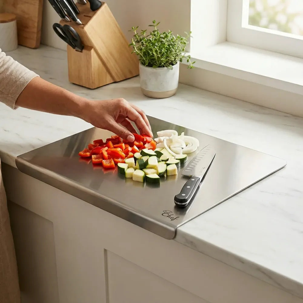 Premium stainless steel anti-bacterial chopping board for kitchen (1 pc) - home &