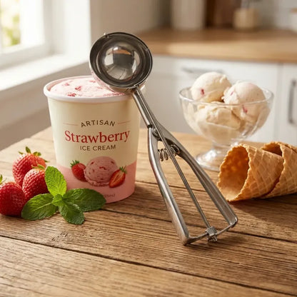Premium stainless steel ice cream scoop with trigger release approx 70 ml capacity - home & kitchen