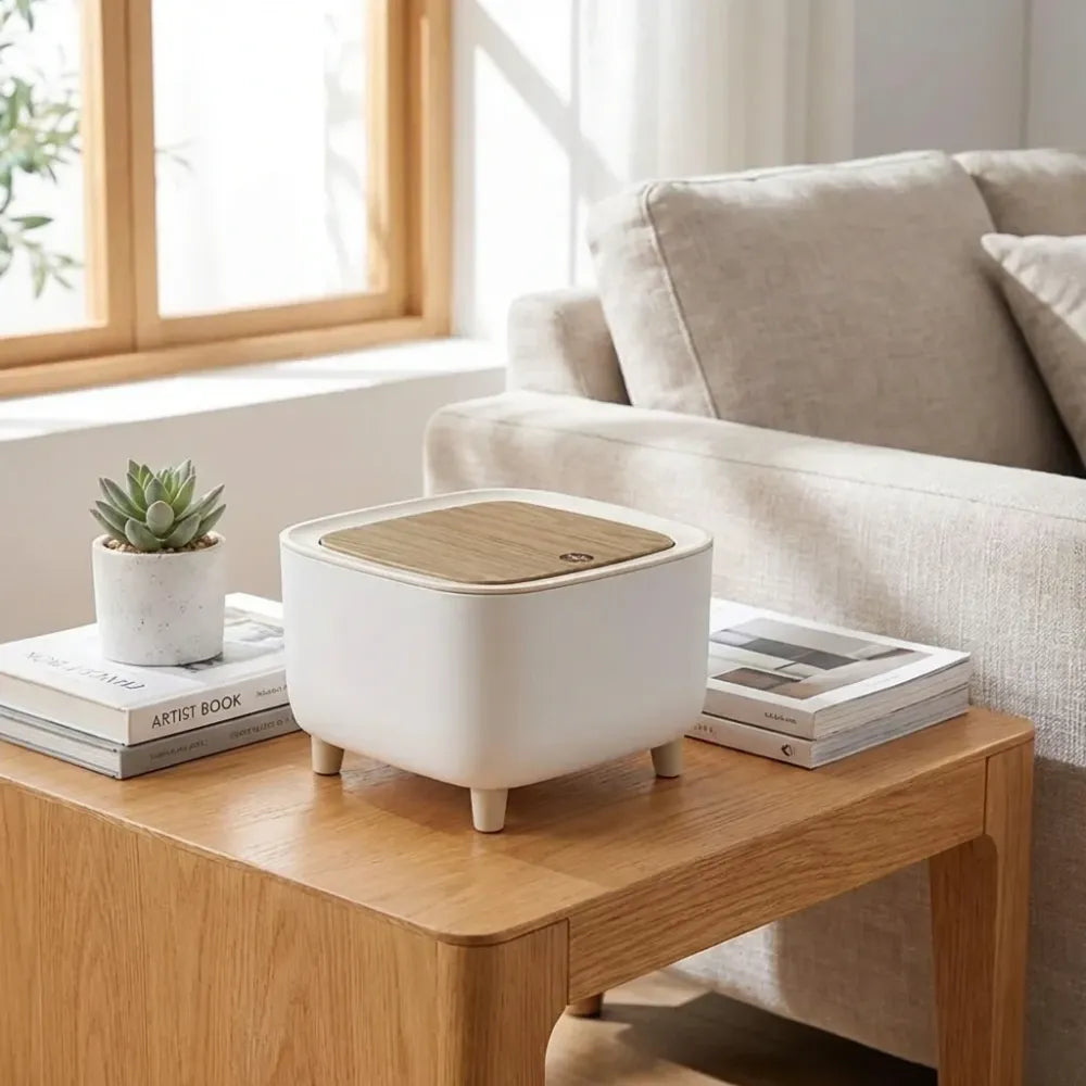 Push-button desk bin - potential heroes