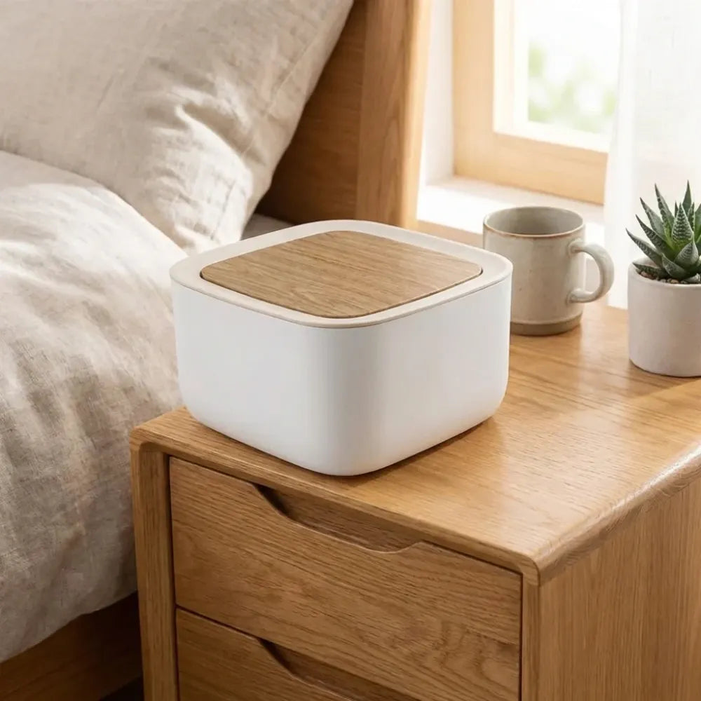 Push-button desk bin - potential heroes