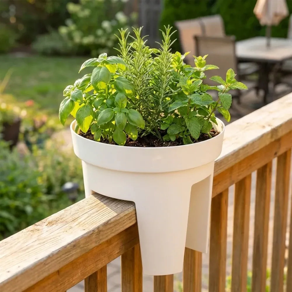 Railing flower pot holder - garden