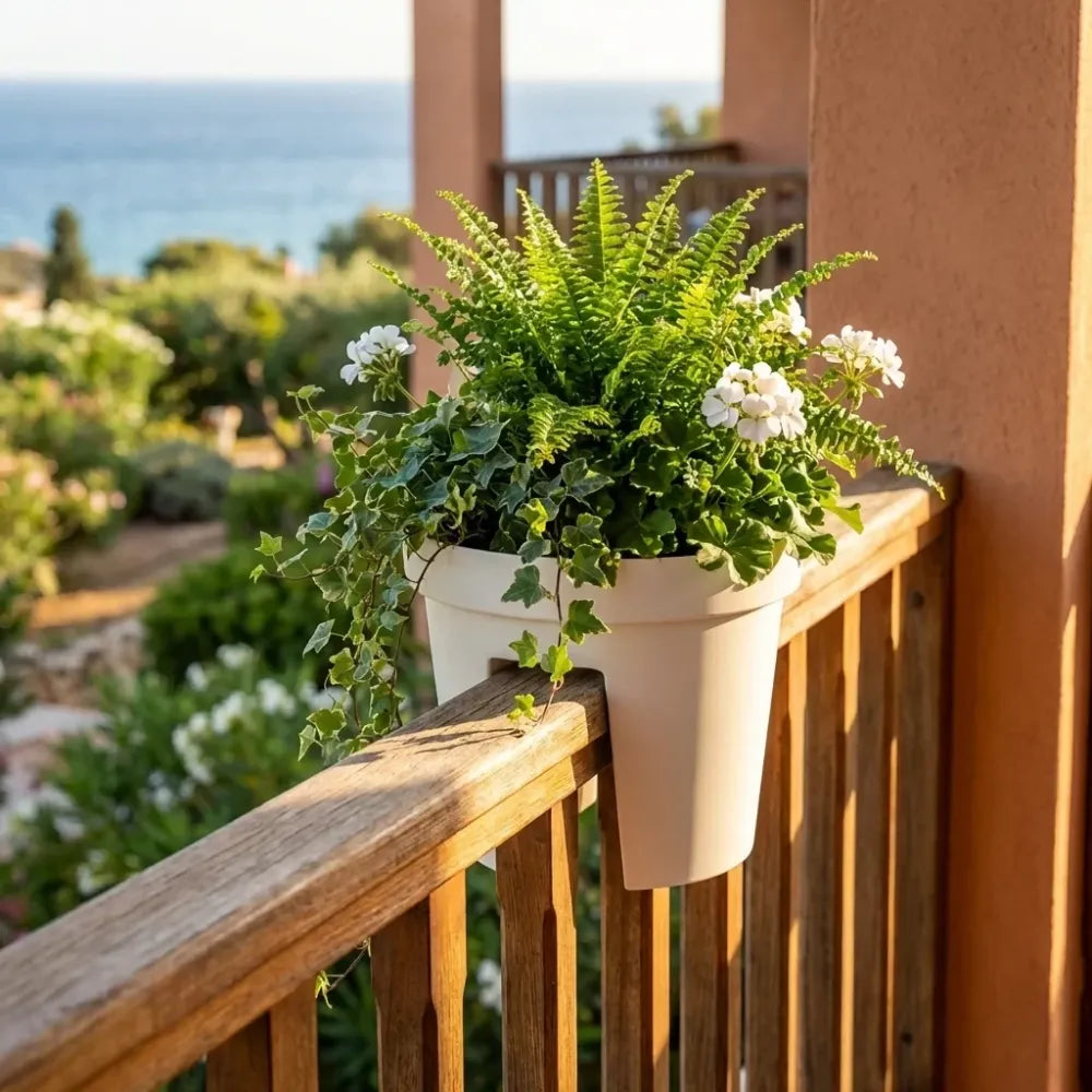 Railing flower pot holder - garden