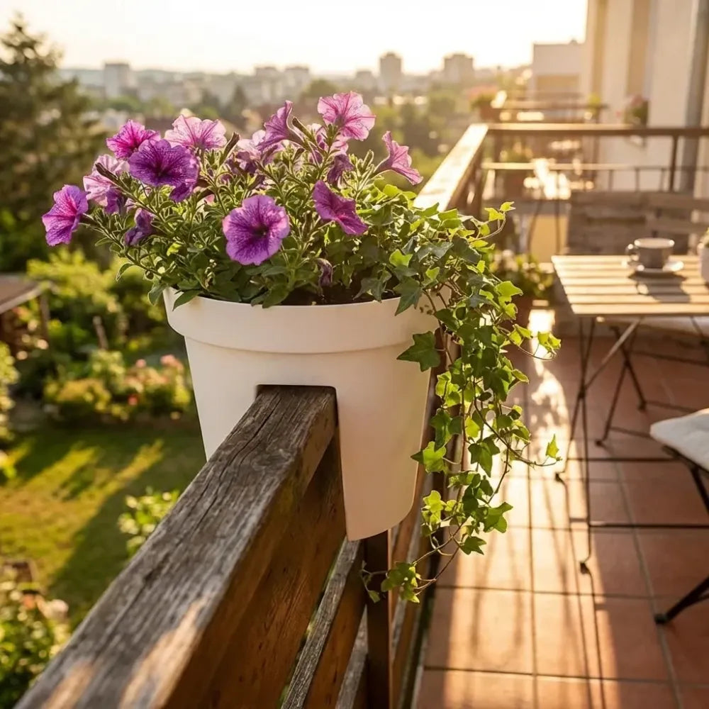 Railing flower pot holder - garden