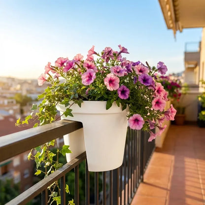 Railing flower pot holder - garden