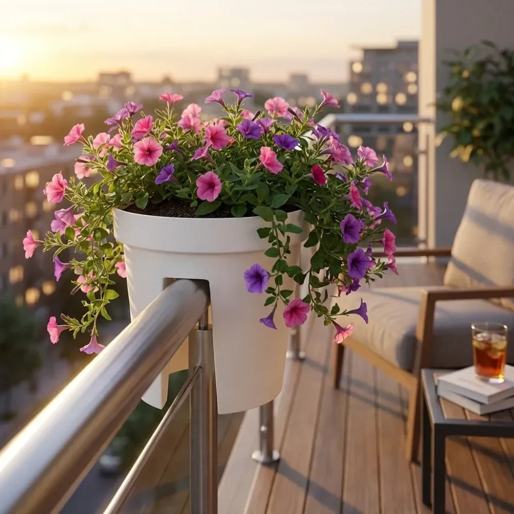Railing flower pot holder - garden