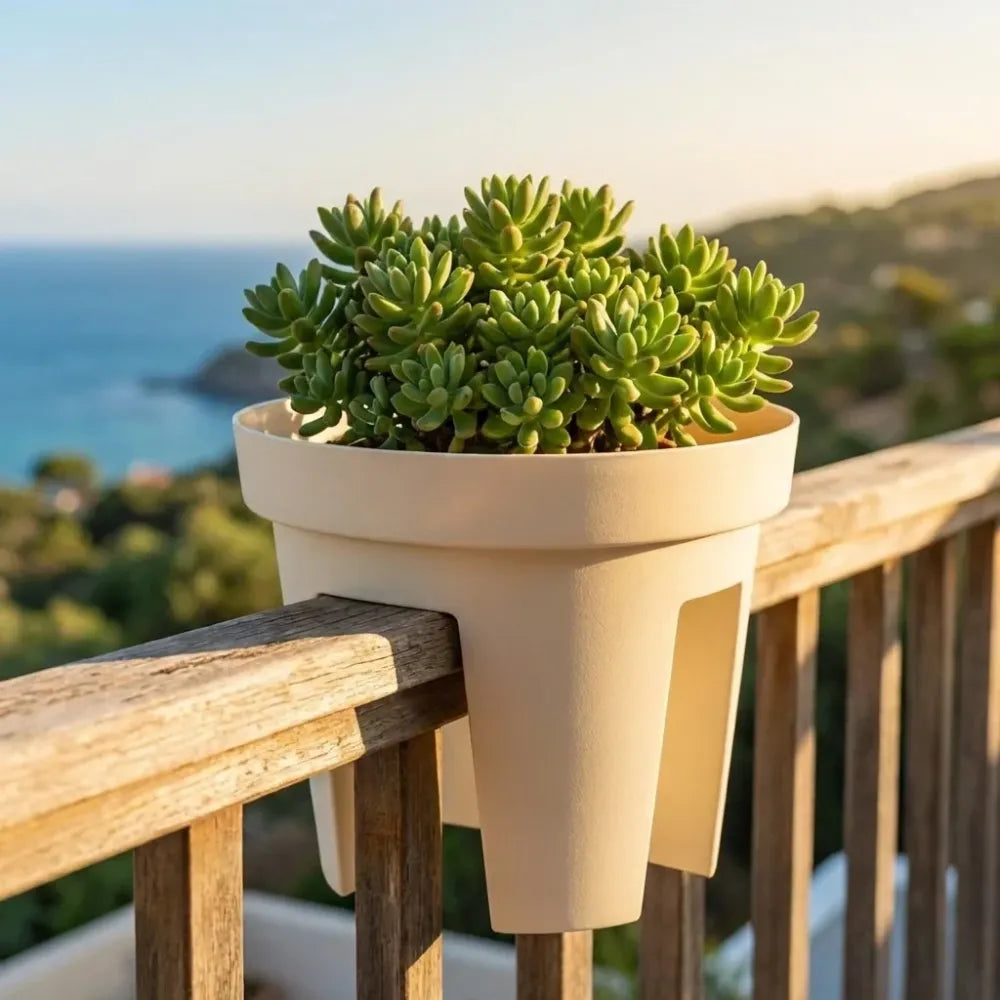 Railing flower pot holder - garden