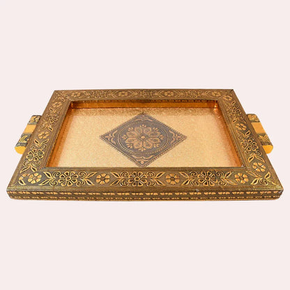Rajwadi antique decorative tray – 40×26 cm - home & kitchen