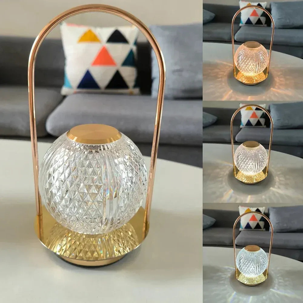Rechargeable crystal table lamp