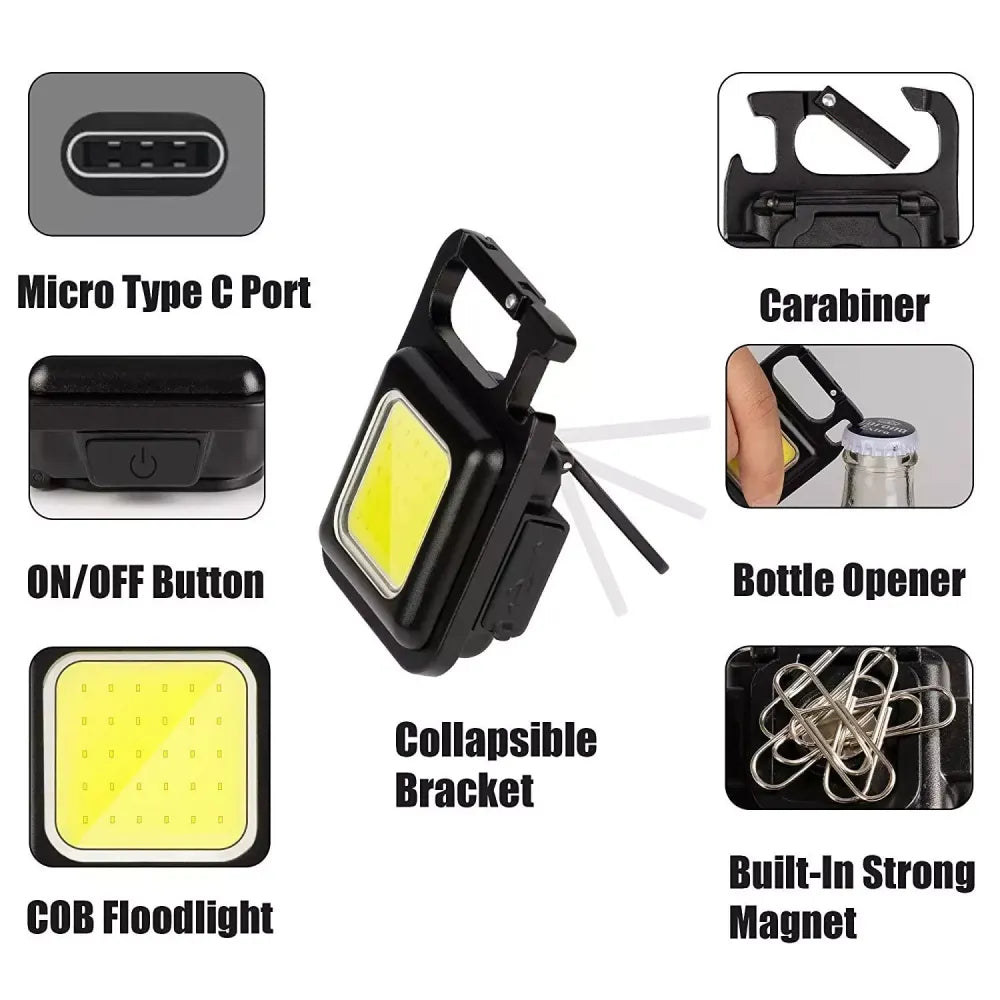 Rechargeable mini flashlight keychain