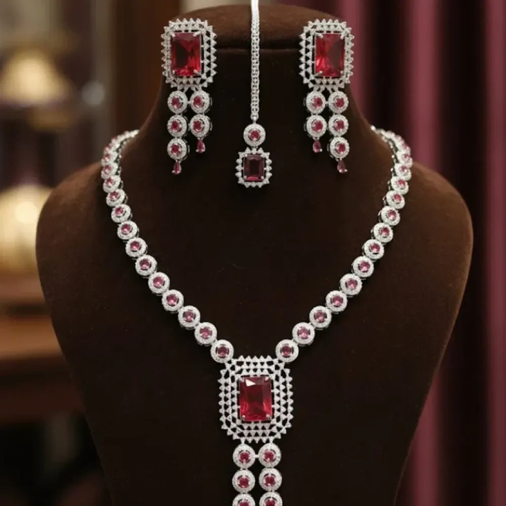 Red radiance necklace set - jeweller set