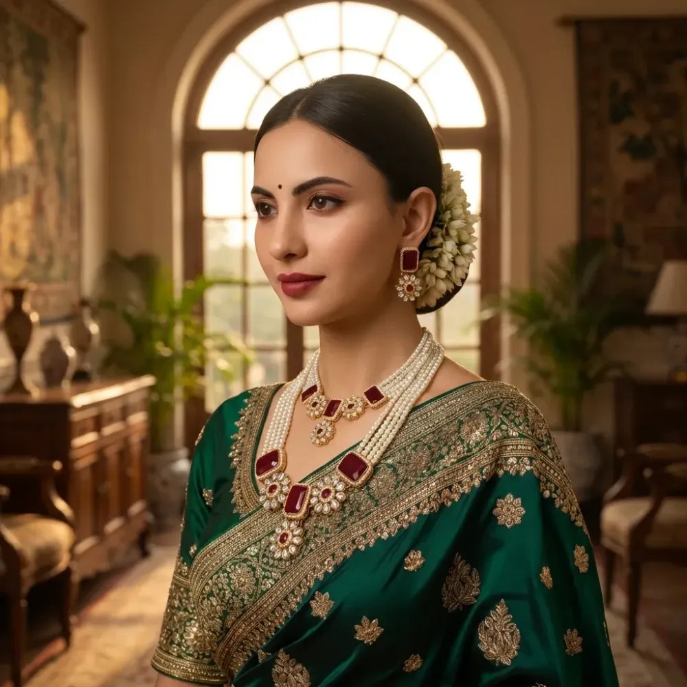 Red stone kundan choker necklace set - jeweller set