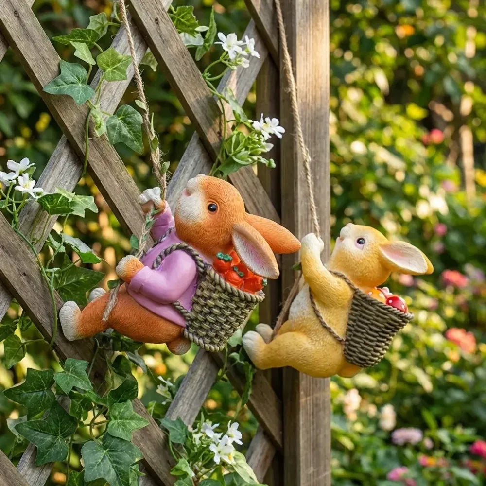 Resin garden rabbit decor