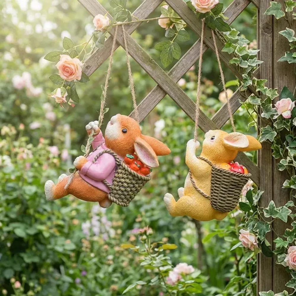 Resin garden rabbit decor