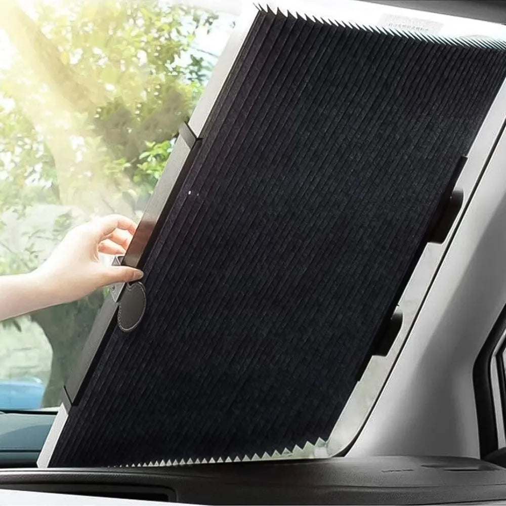 Retractable long foldable windshield sun shade for car (1 set) - automotive