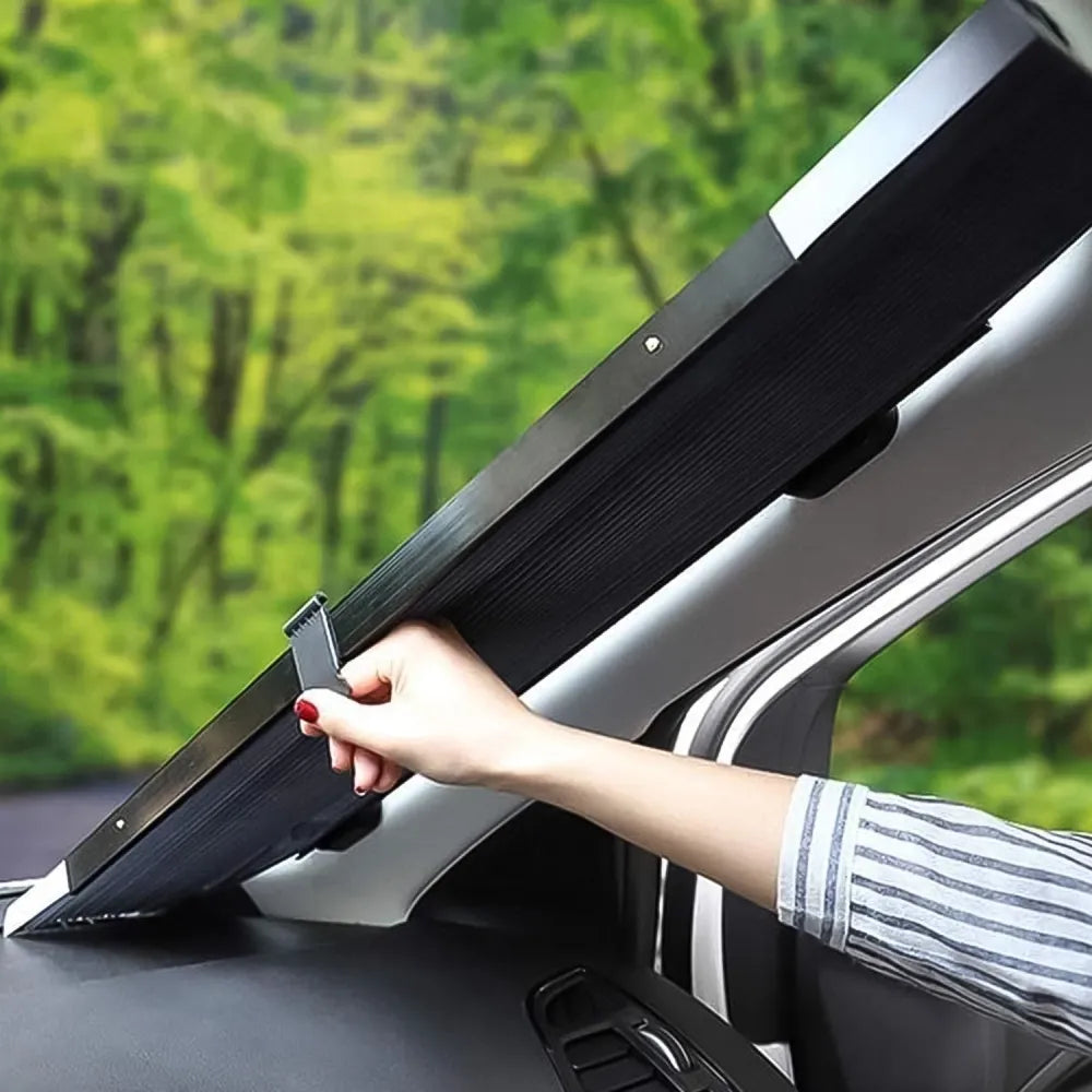 Retractable long foldable windshield sun shade for car (1 set) - automotive
