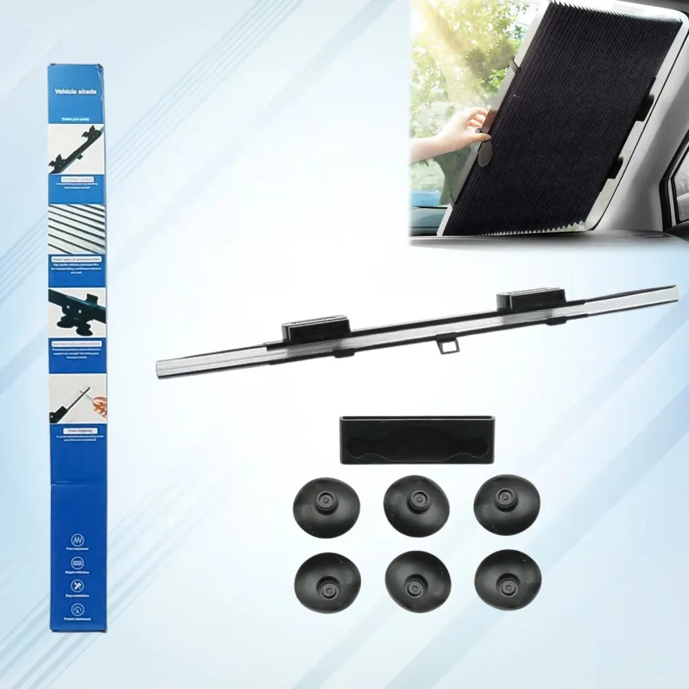 Retractable long foldable windshield sun shade for car (1 set) - automotive