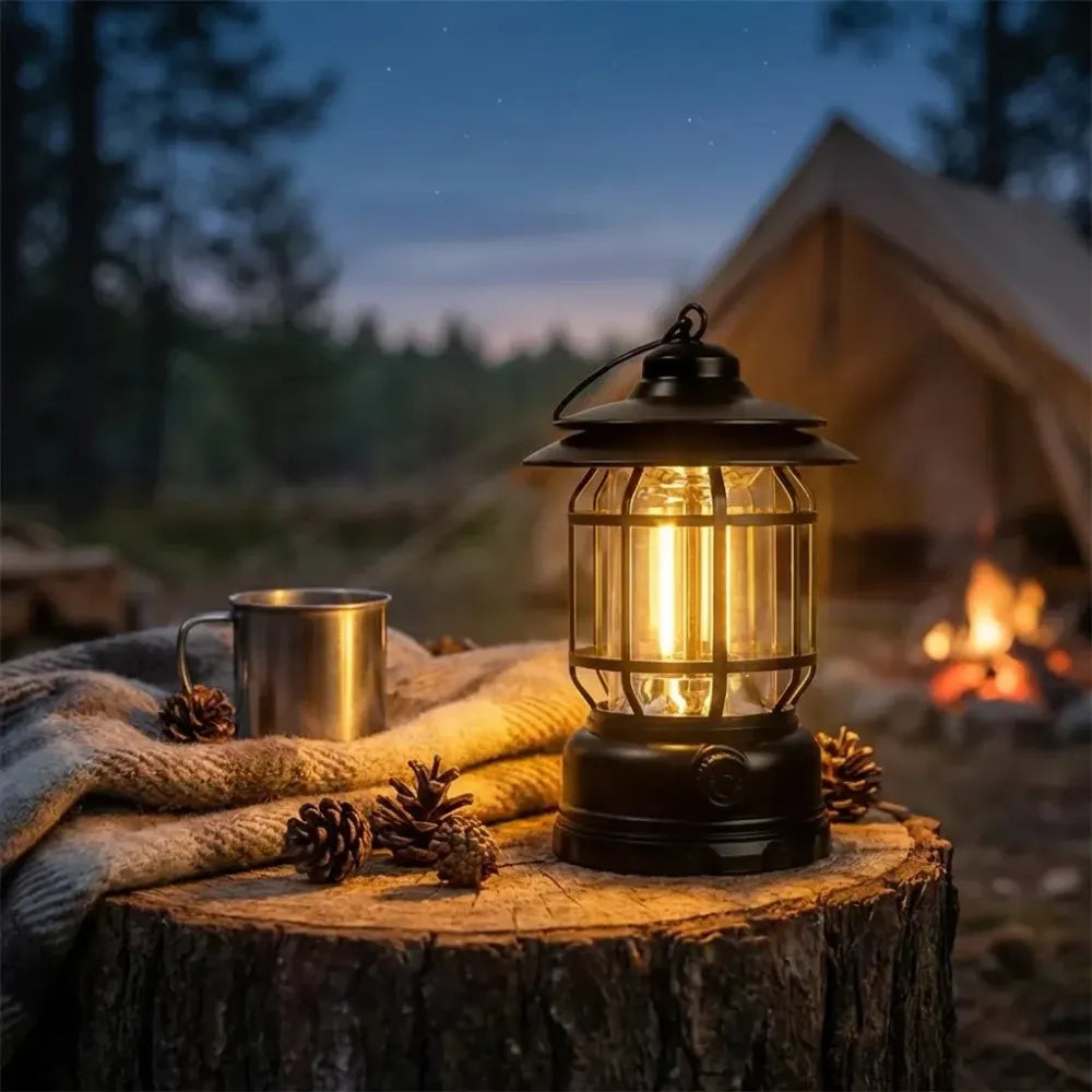 Retro rechargeable camping lantern - travel