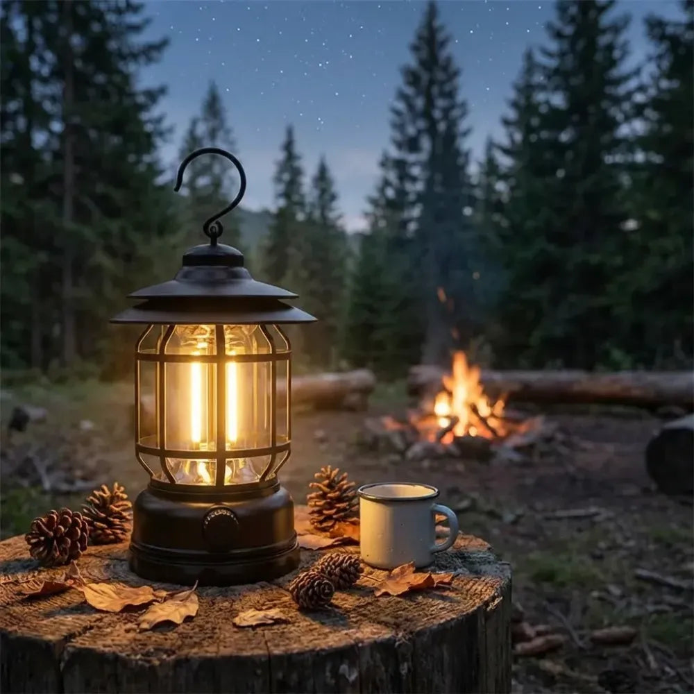 Retro rechargeable camping lantern - travel