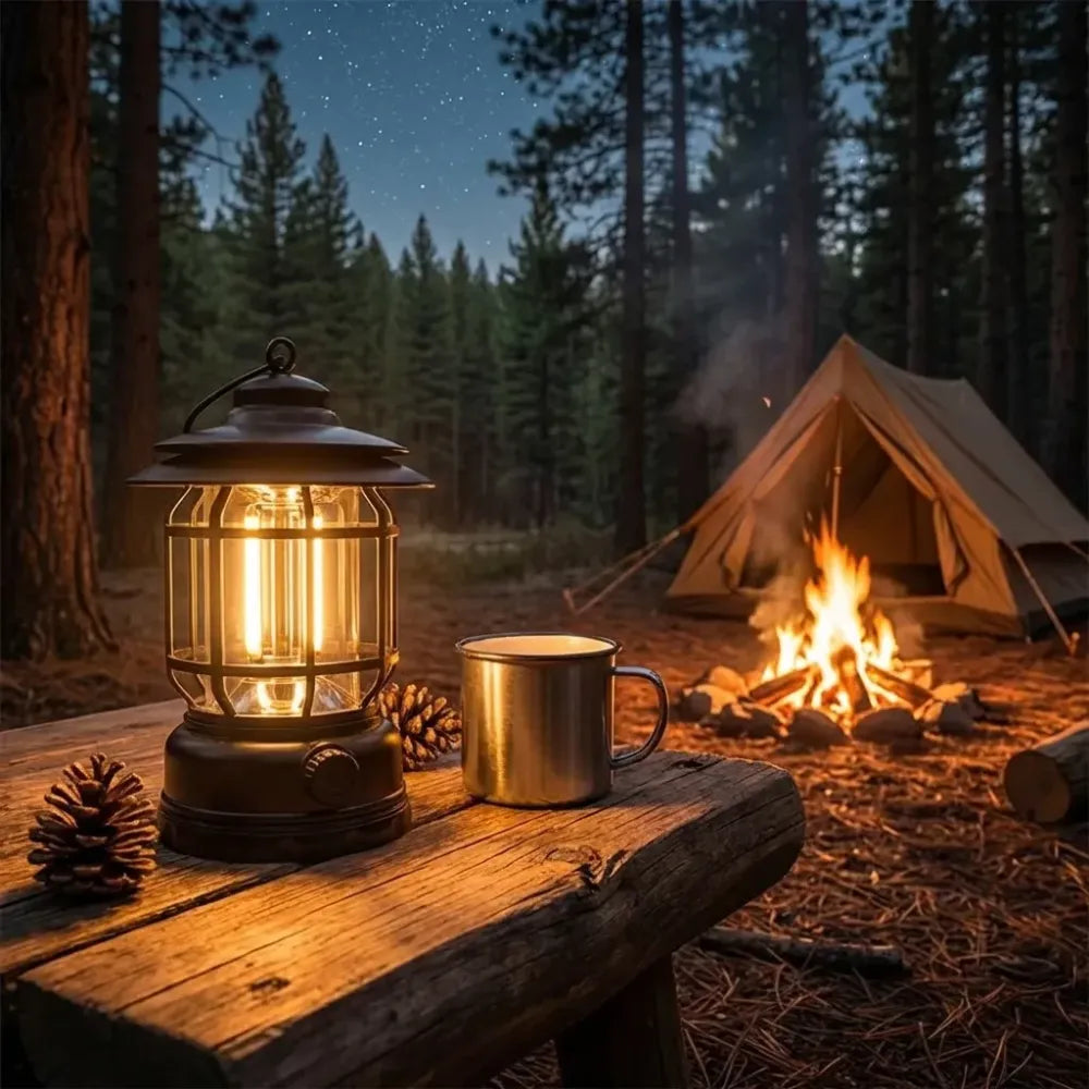 Retro rechargeable camping lantern - travel