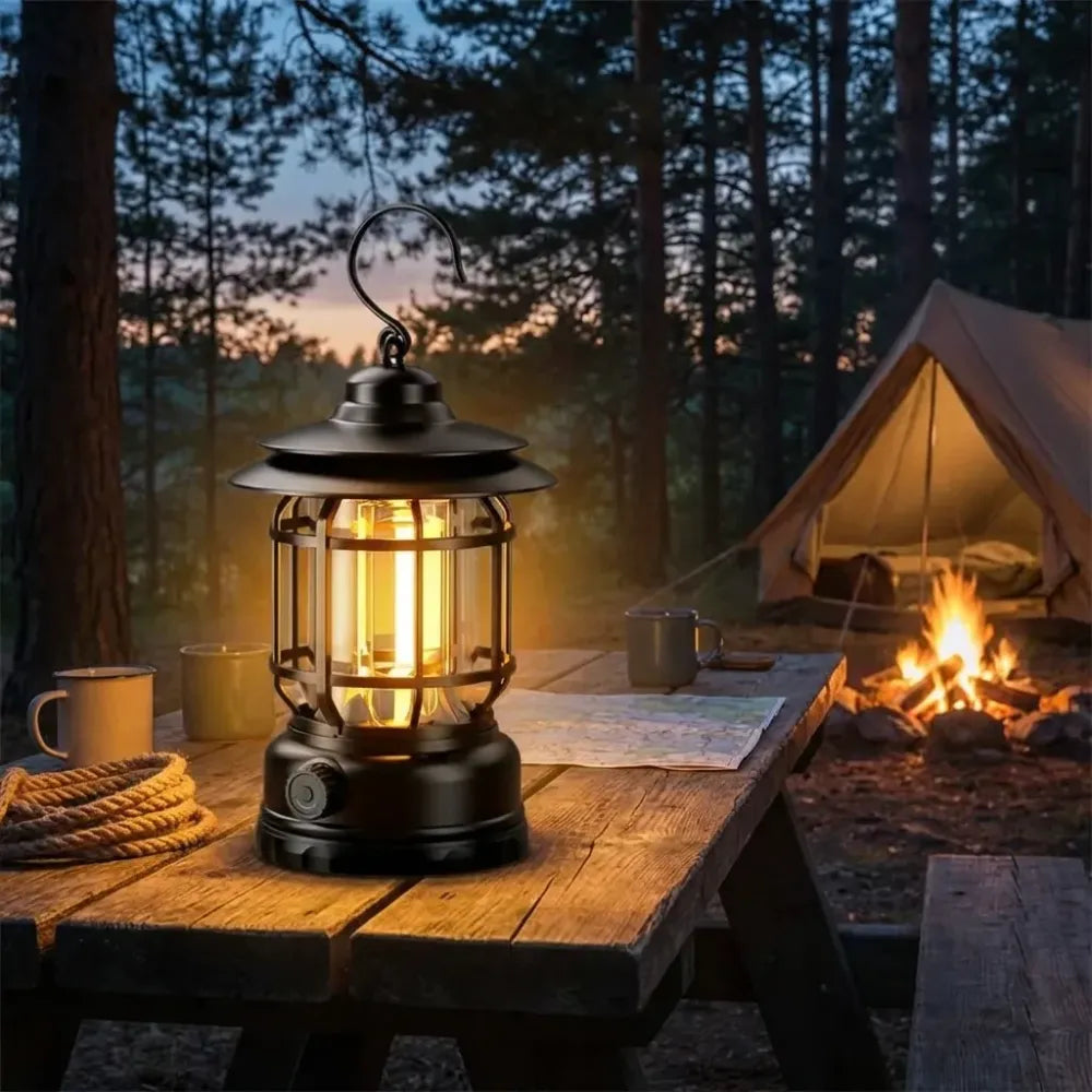 Retro rechargeable camping lantern - travel