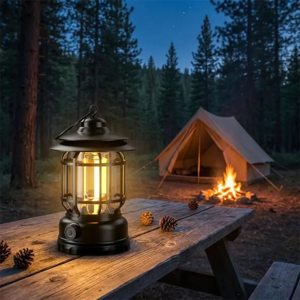 Retro rechargeable camping lantern - travel
