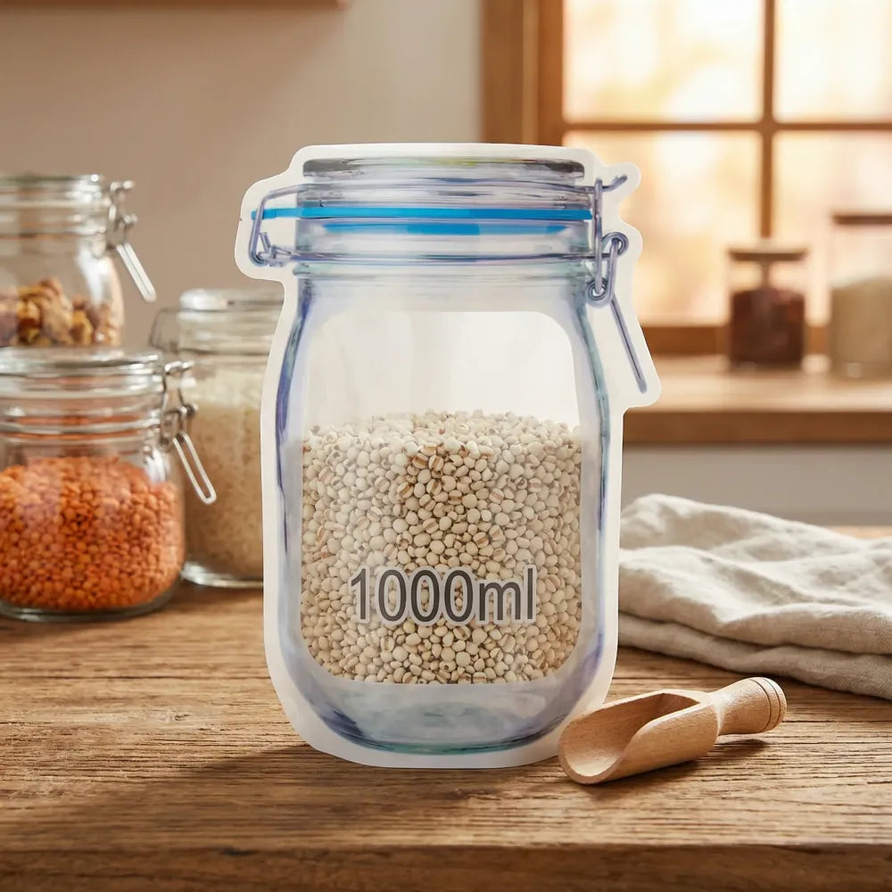 Reusable airtight food storage pouch (1000 ml) - home & kitchen