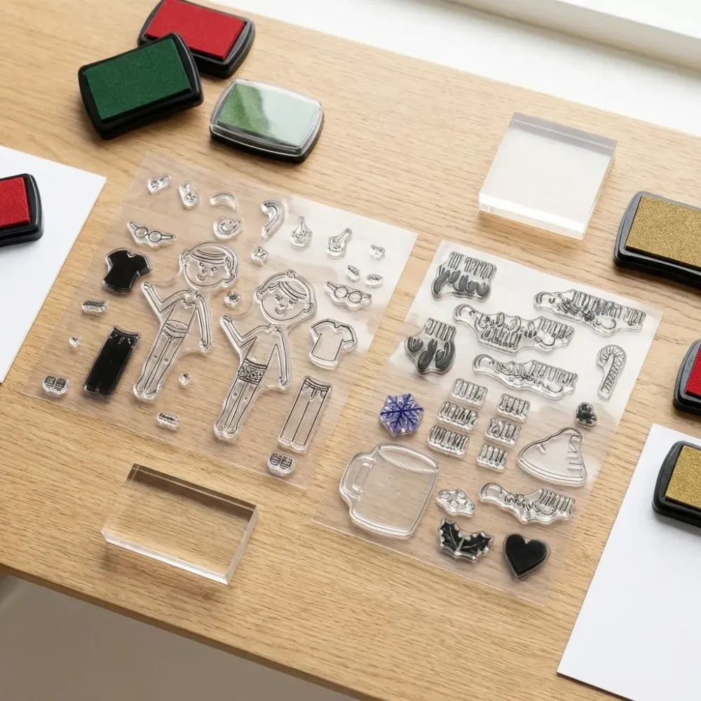 Reusable clear silicone stamps - office