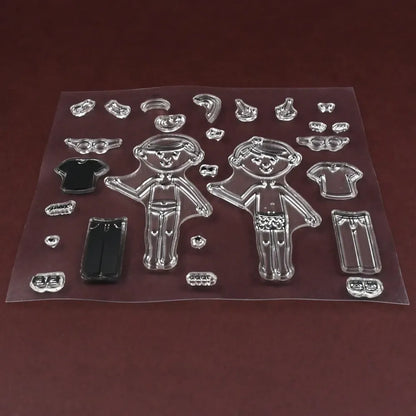 Reusable clear silicone stamps - office
