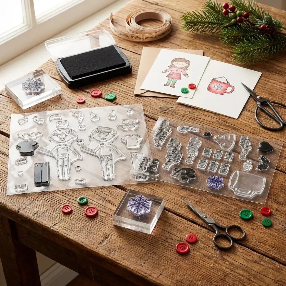 Reusable clear silicone stamps - office