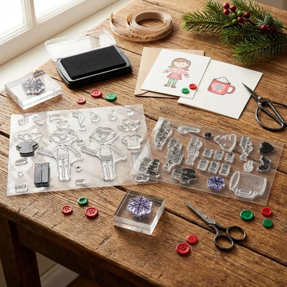 Reusable clear silicone stamps - office