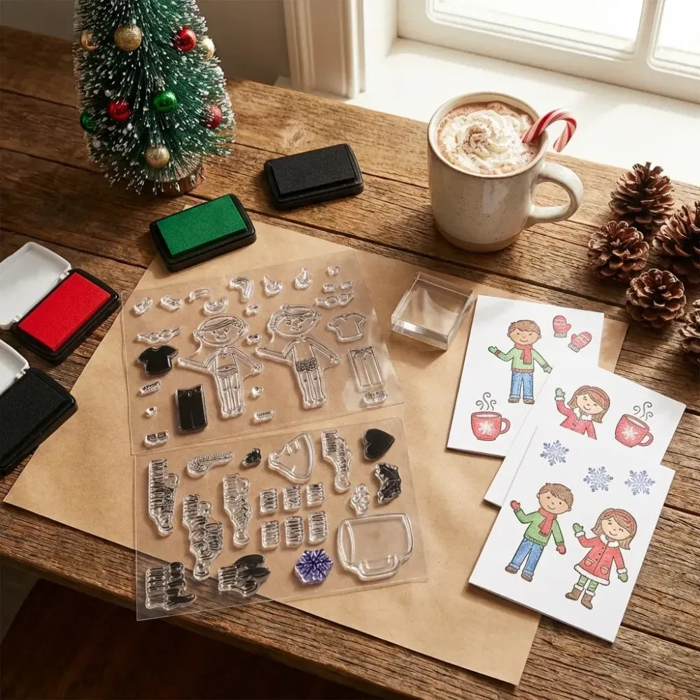 Reusable clear silicone stamps - office