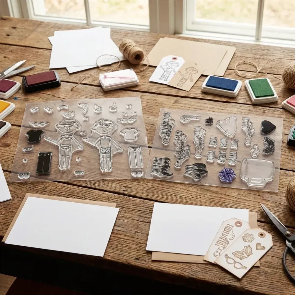 Reusable clear silicone stamps - office