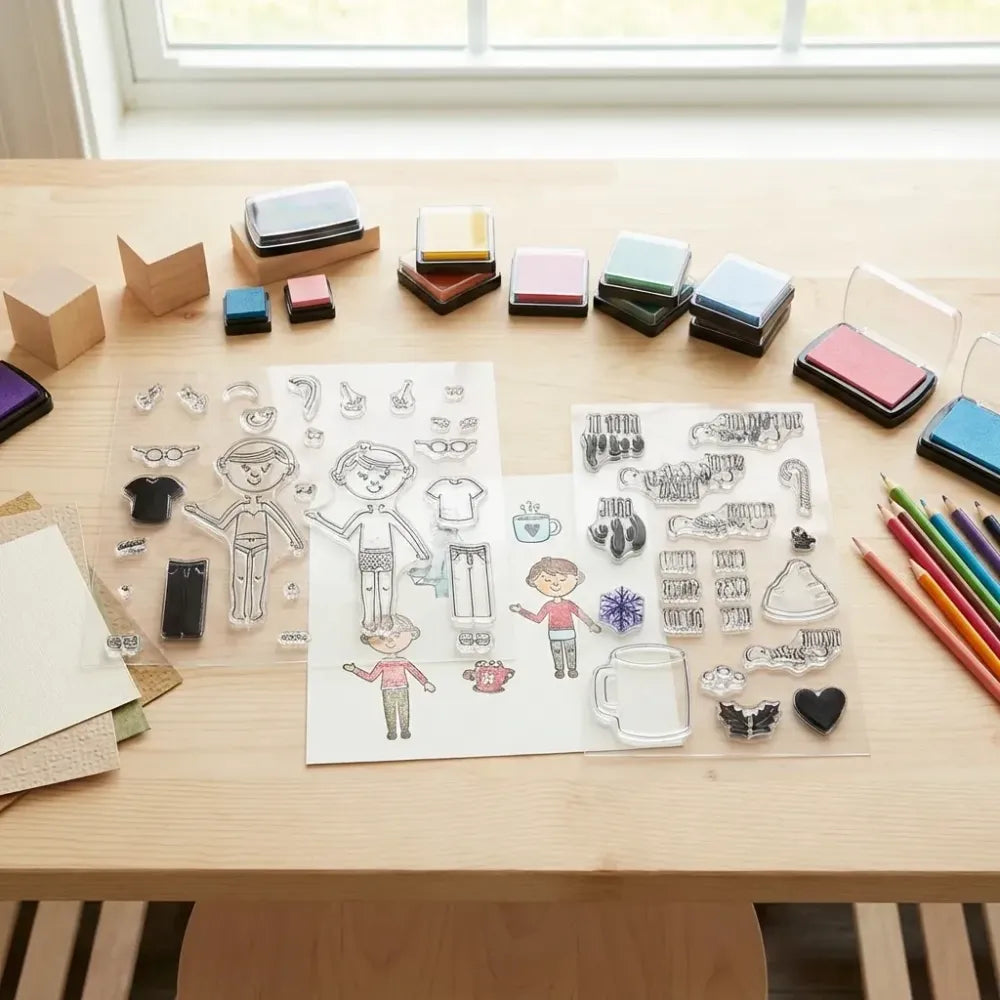 Reusable clear silicone stamps - office