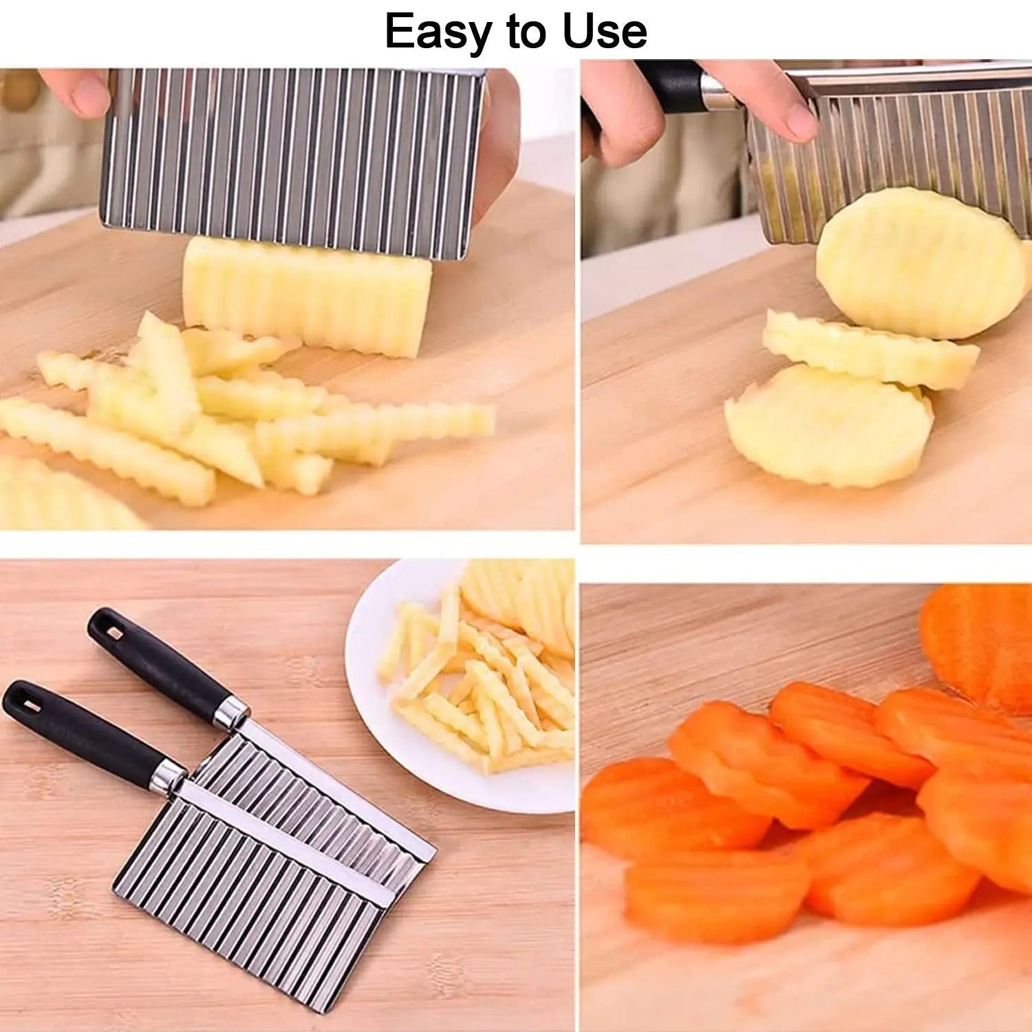 Crinkle-cut stainless steel knife