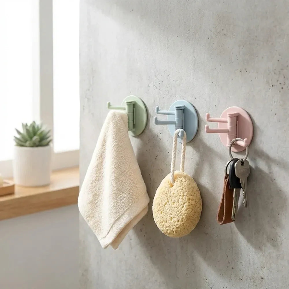 Rotatable sticky wall hooks - home improvement