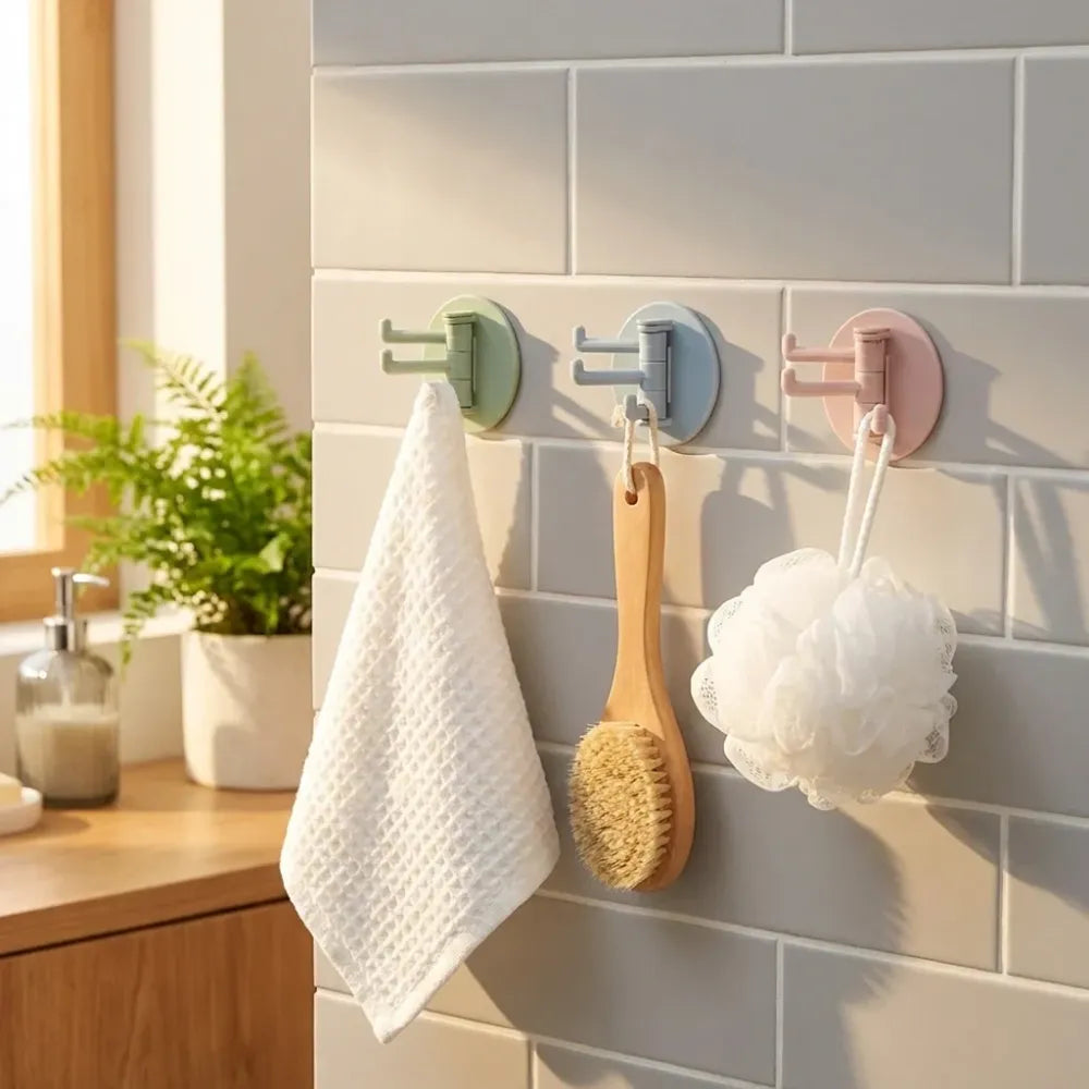 Rotatable sticky wall hooks - home improvement