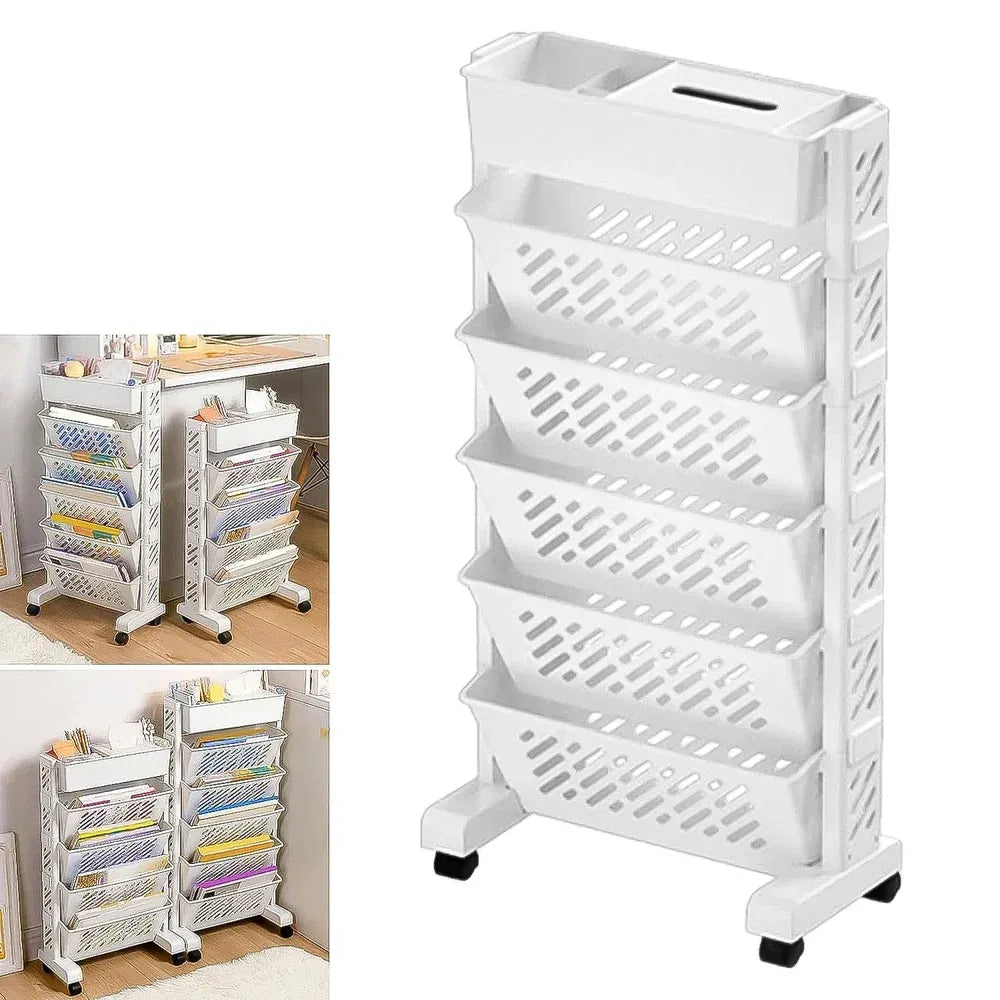 Rotating 5-tier book rack