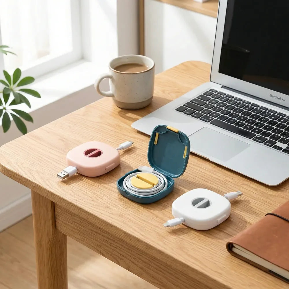 Rotating cord organizer box - home essentials