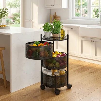 Rotating metal kitchen trolley - home &