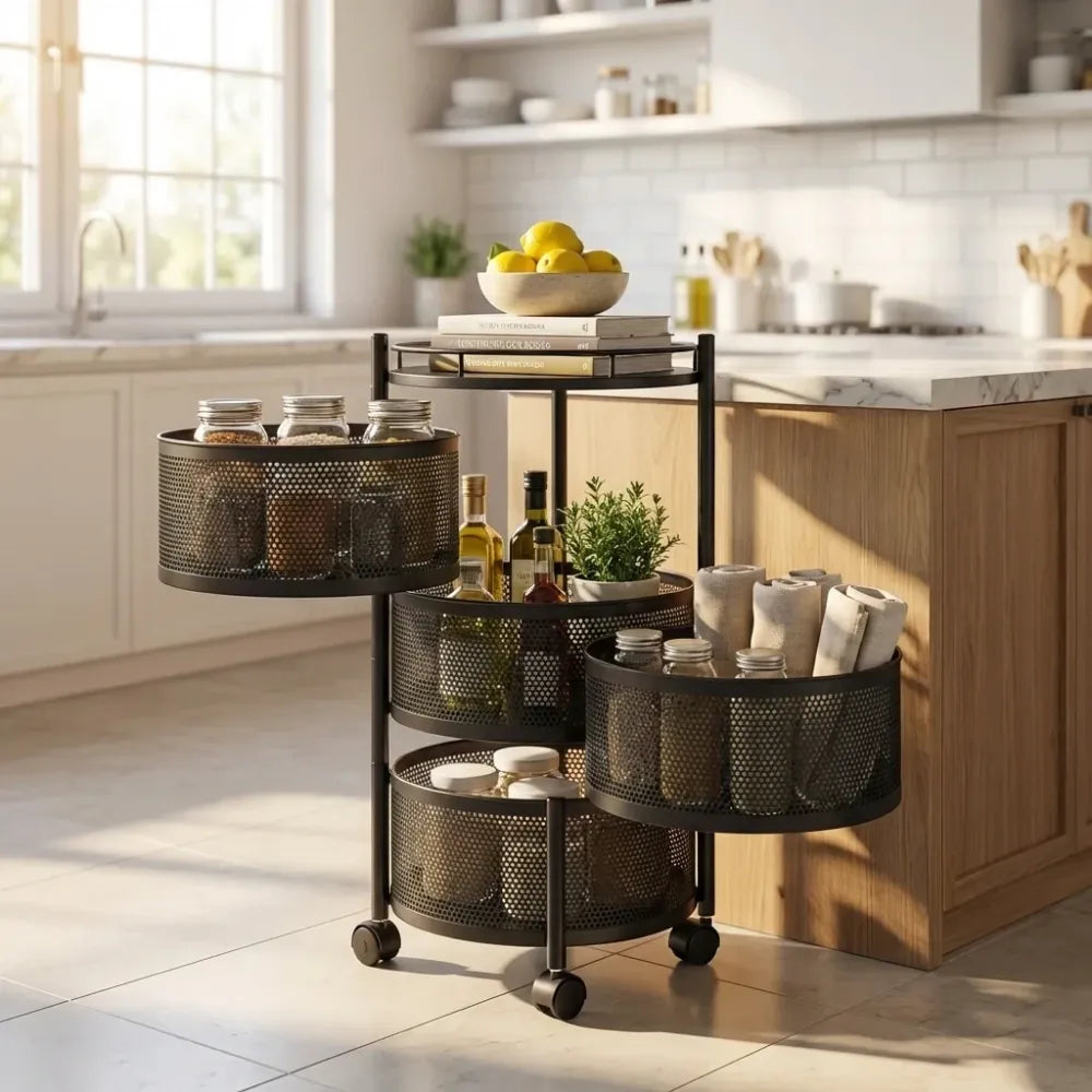 Rotating metal kitchen trolley - home &