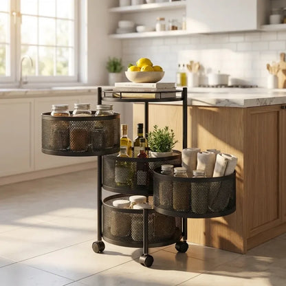 Rotating metal kitchen trolley - home &