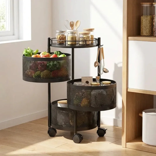 Rotating metal kitchen trolley - home &