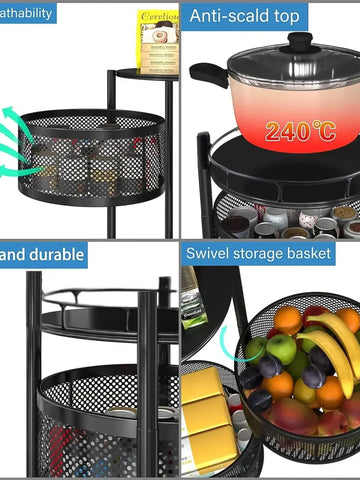 Rotating Metal Kitchen Trolley