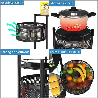 Rotating metal kitchen trolley - home &